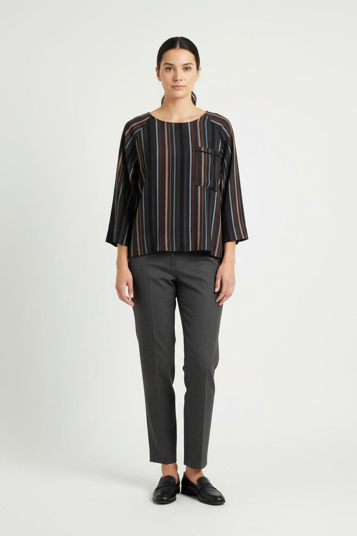 Blouse Noire et Marron - Taille M/38 de la marque La Fée Maraboutée | PARAD82388 - Vendu par Paradigme - Image 1