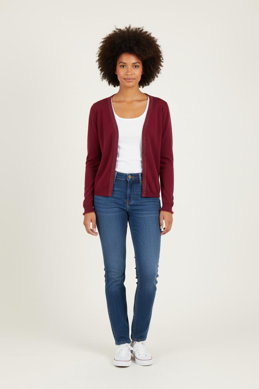 Cardigan Bordeaux - Taille M/38 de la marque One Step | PARAD82415 - Vendu par Paradigme - Image 1