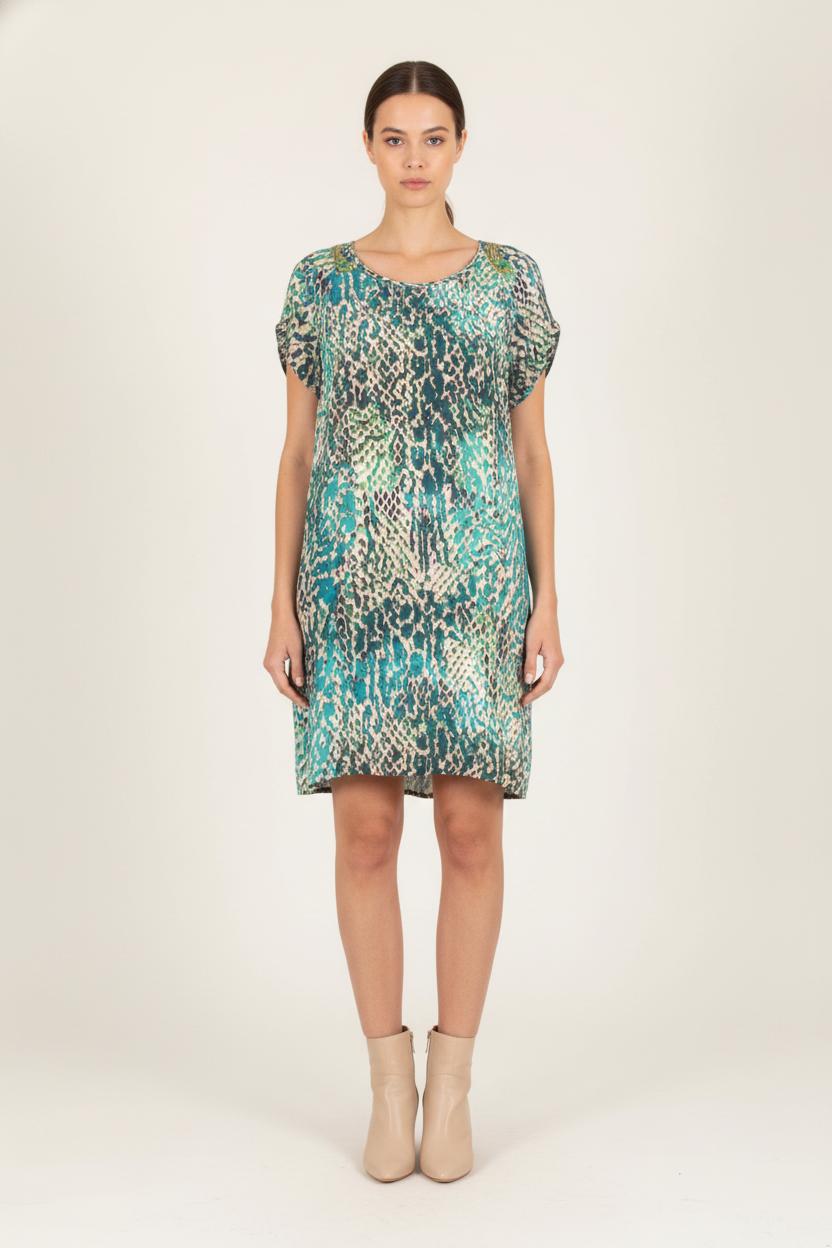 Robe Courte Verte et Beige - Taille M/38 de la marque One Step | PARAD82425 - Vendu par Paradigme - Image 1