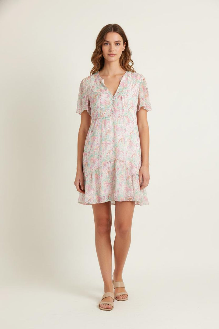 Robe Fleurie Rose et Verte - Taille M/38 de la marque Sud express | PARAD82427 - Vendu par Paradigme - Image 1