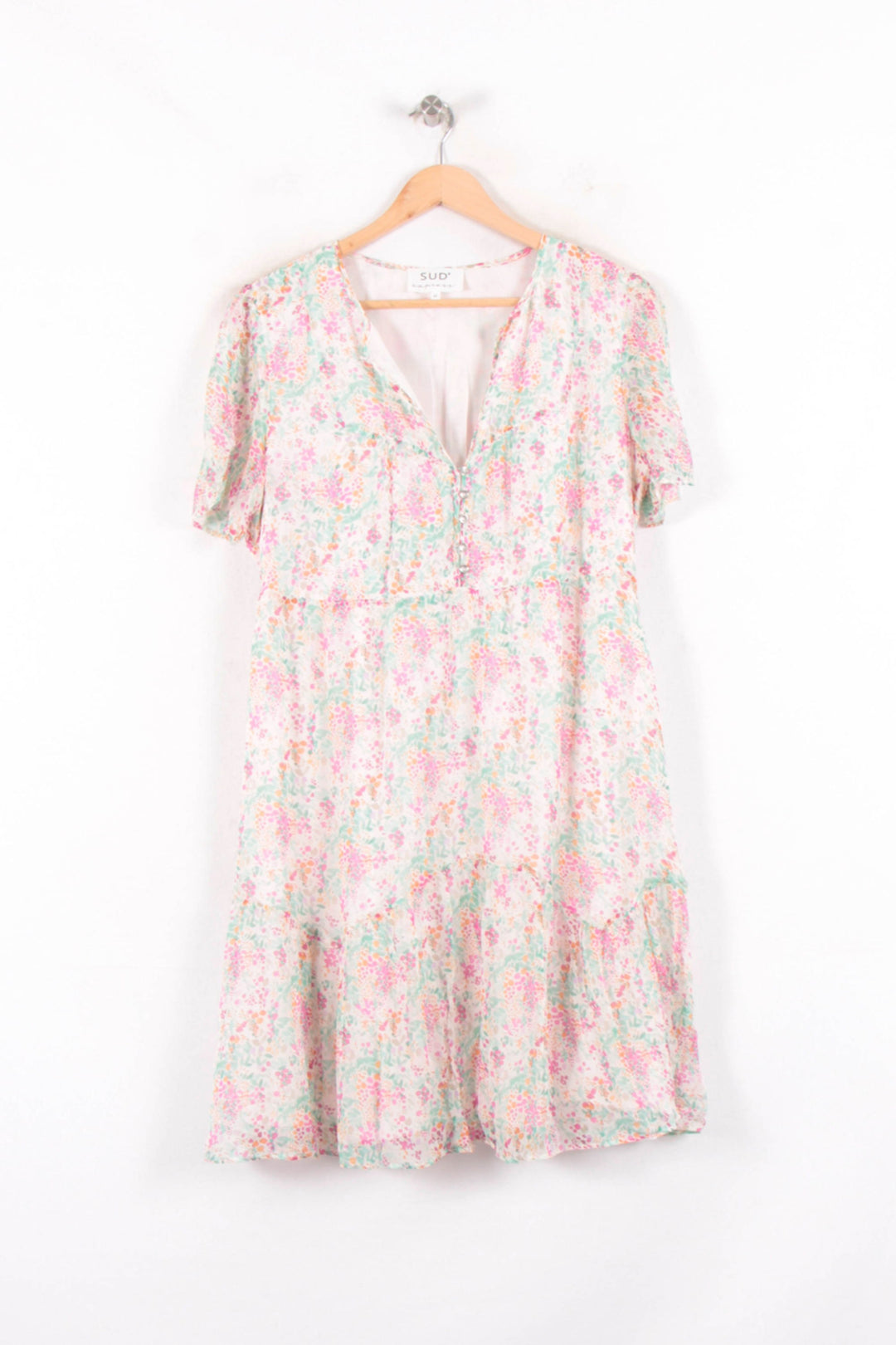 Robe Fleurie Rose et Verte - Taille M/38 de la marque Sud express | PARAD82427 - Vendu par Paradigme - Image 2