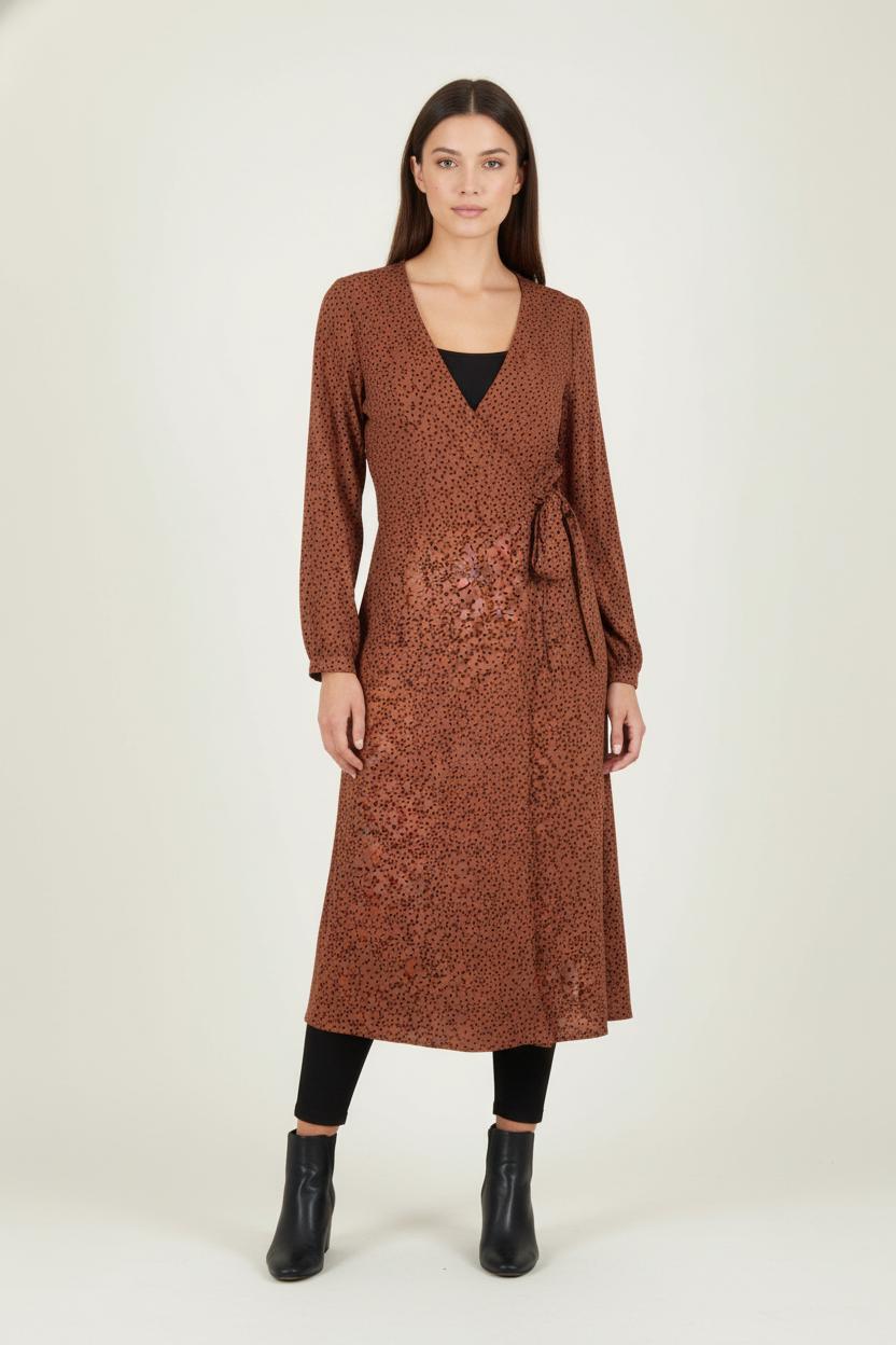 Robe Longue Marron à Pois Noirs - Taille XS/34 de la marque Karl Marc John | PARAD82479 - Vendu par Paradigme - Image 1