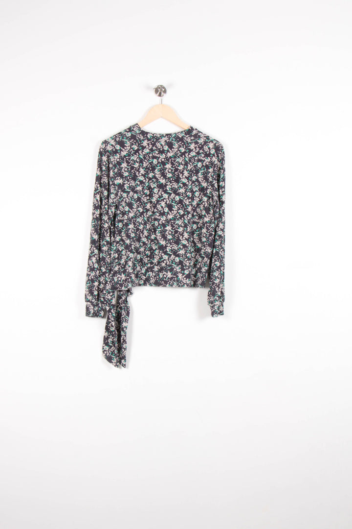 Blouse Fleurie Bleu et Blanc - Taille M/38 de la marque La Fée Maraboutée | PARAD82538 - Vendu par Paradigme - Image 4