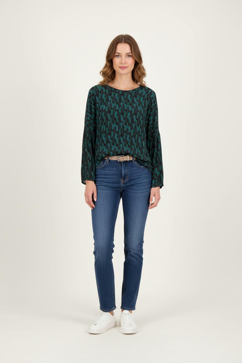 Blouse Verte et Noire - Taille XL/42 de la marque La Fée Maraboutée | PARAD82540 - Vendu par Paradigme - Image 1