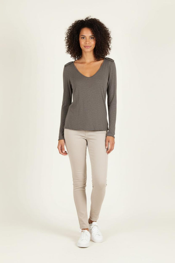 T-shirt Manches Longues Gris - Taille S/36 de la marque IKKS | PARAD82640 - Vendu par Paradigme - Image 1