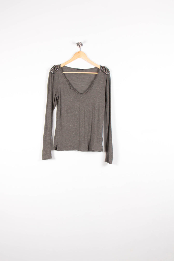 T-shirt Manches Longues Gris - Taille S/36 de la marque IKKS | PARAD82640 - Vendu par Paradigme - Image 2