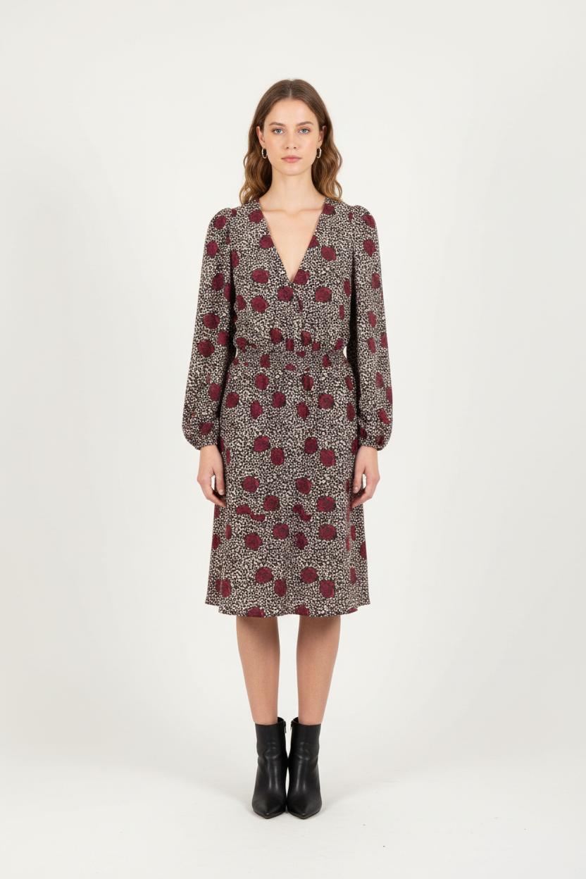 Robe Courte Noir et Bordeaux - Taille S/36 de la marque IKKS | PARAD82644 - Vendu par Paradigme - Image 1