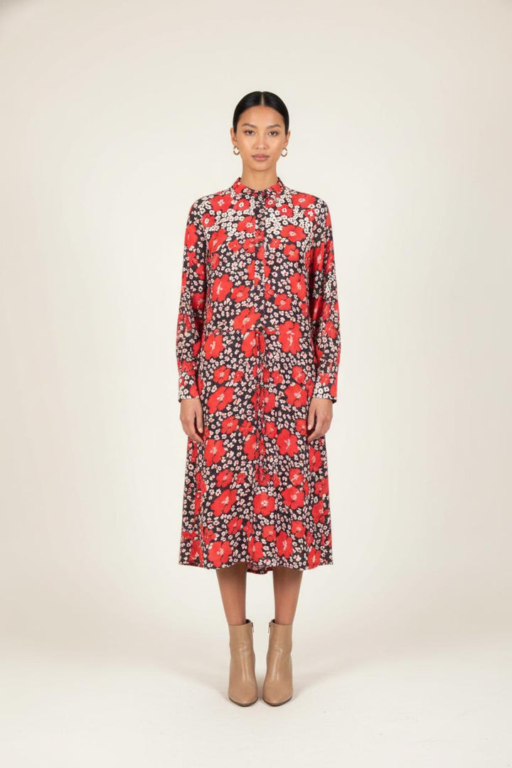 Robe Fleurie Rouge et Noir - Taille S/36 de la marque Essentiel Antwerp | PARAD82645 - Vendu par Paradigme - Image 1