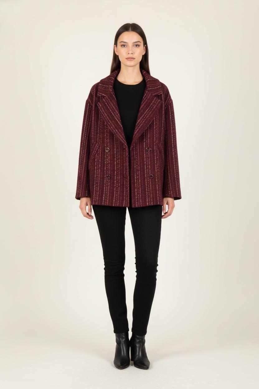 Veste Bordeaux rayée - Taille S/36 de la marque Des petits hauts | PARAD82651 - Vendu par Paradigme - Image 1