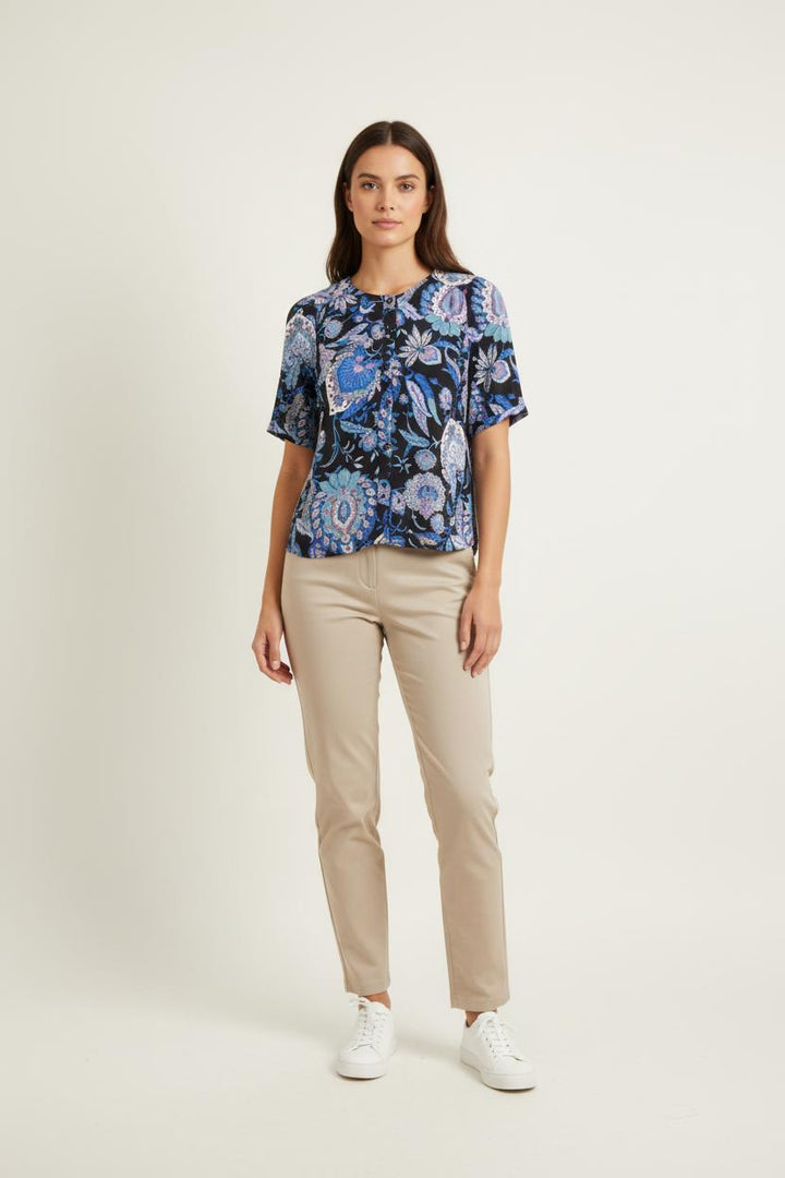 Blouse Bleue et Noire - Taille L/40 de la marque La Fée Maraboutée | PARAD82657 - Vendu par Paradigme - Image 1