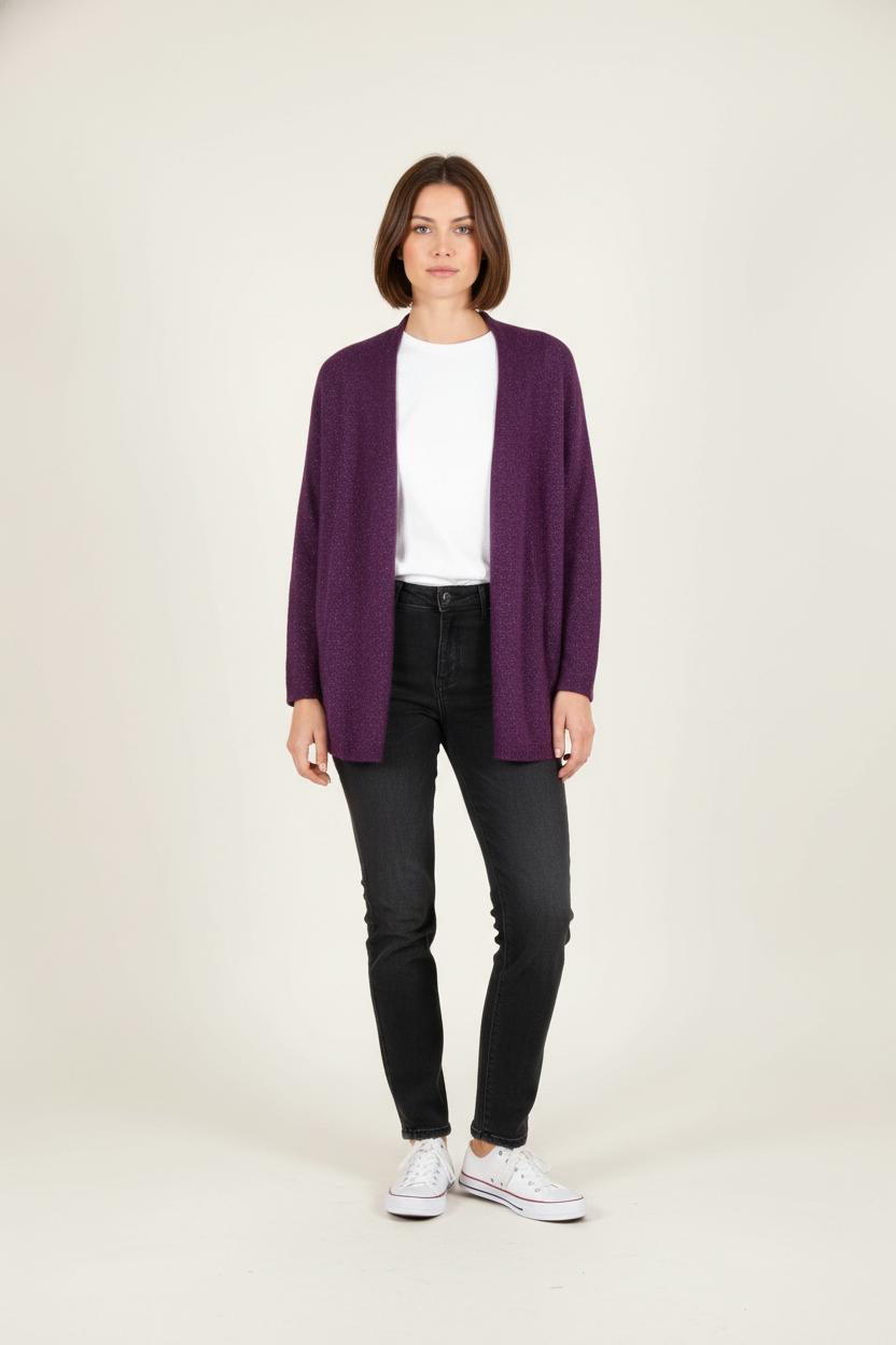 Cardigan Violet - Taille M/38 de la marque La Fée Maraboutée | PARAD82663 - Vendu par Paradigme - Image 1