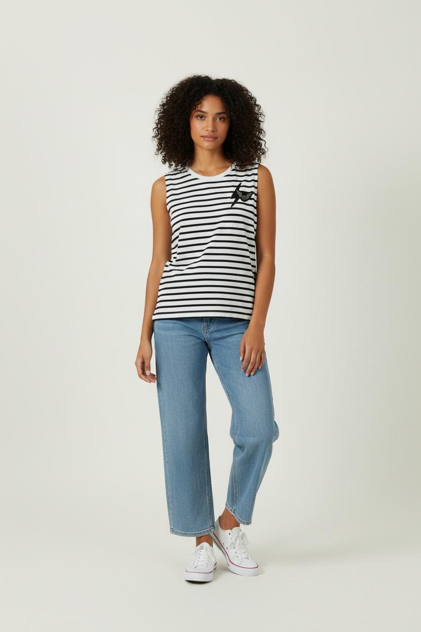 Débardeur Blanc et Noir - Taille M/38 de la marque IKKS | PARAD82699 - Vendu par Paradigme - Image 1