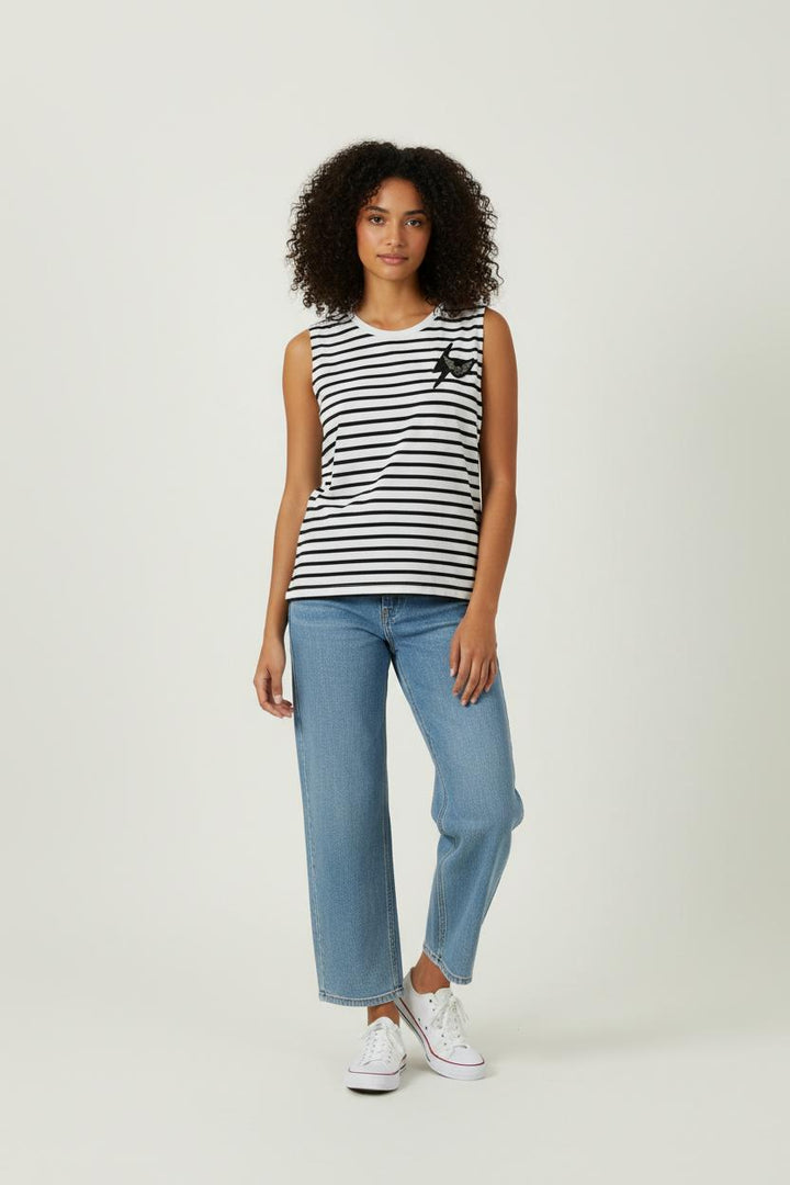 Débardeur Blanc et Noir - Taille M/38 de la marque IKKS | PARAD82699 - Vendu par Paradigme - Image 1