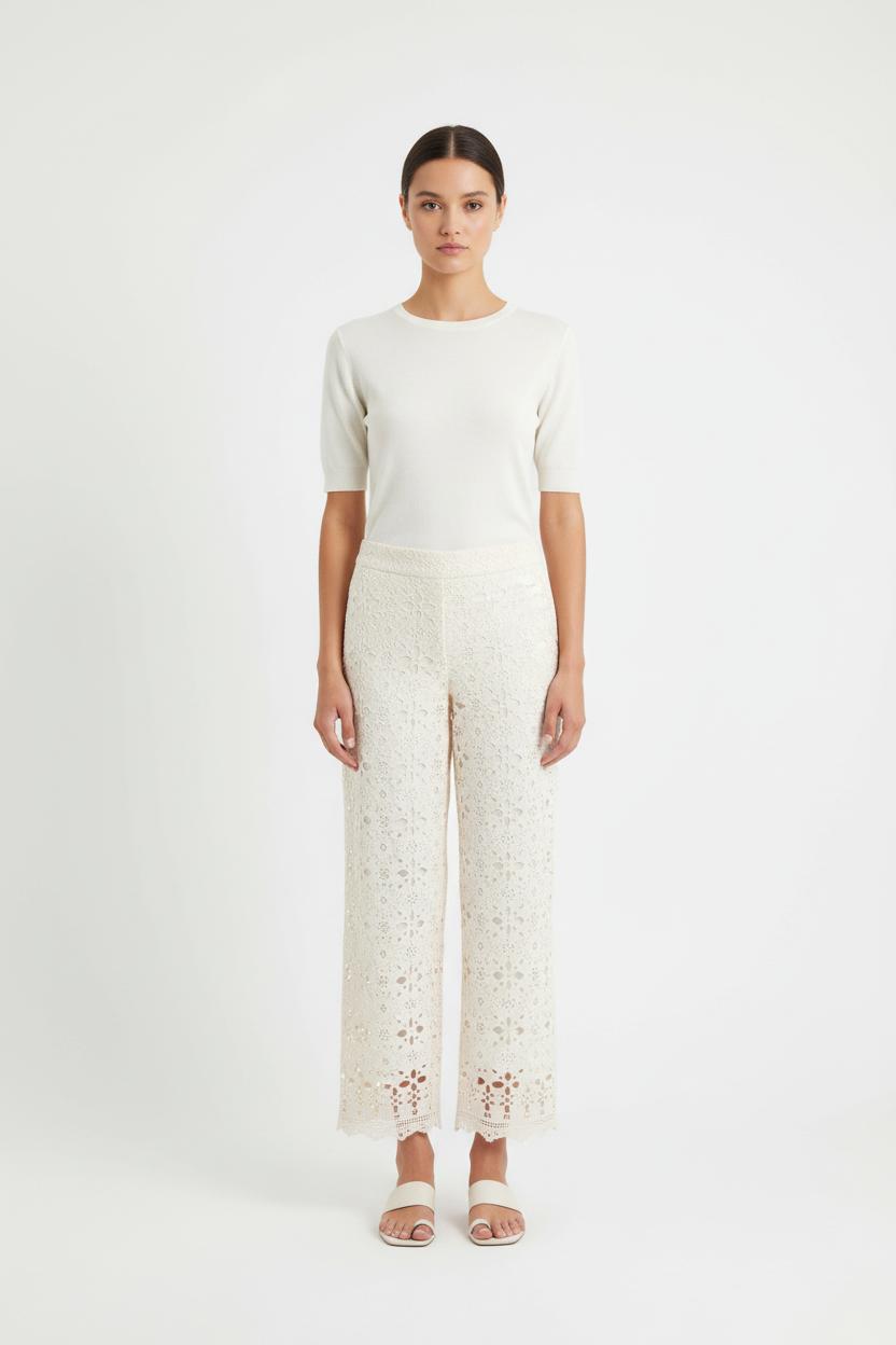 Pantalon En Dentelle Blanc - Taille L/40 de la marque La Fée Maraboutée | PARAD82709 - Vendu par Paradigme - Image 1