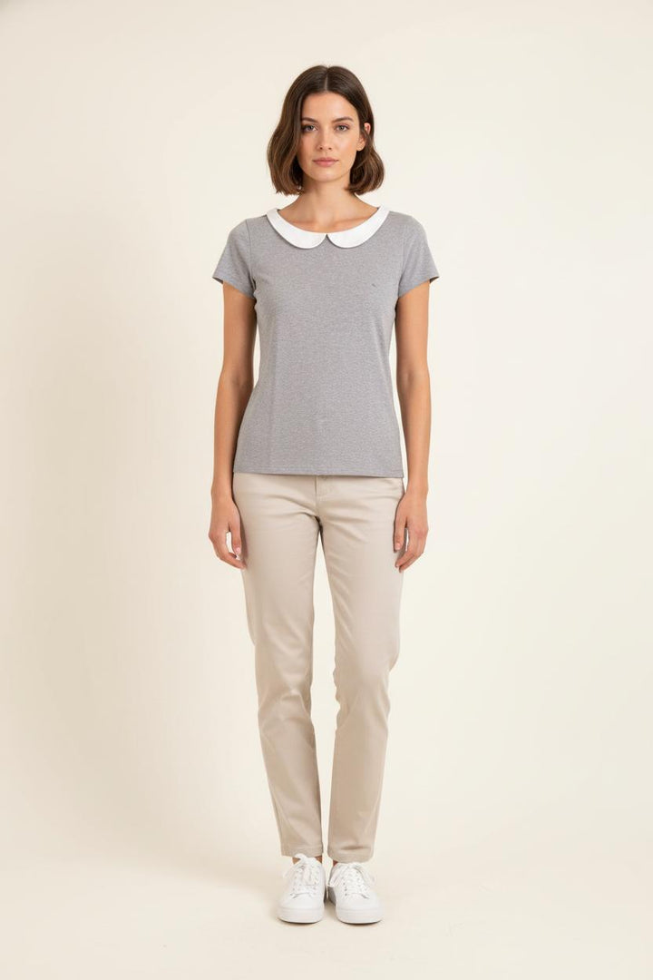 T-shirt Gris et Blanc - Taille XS/34 de la marque Comptoir des Cotonniers | PARAD82717 - Vendu par Paradigme - Image 1