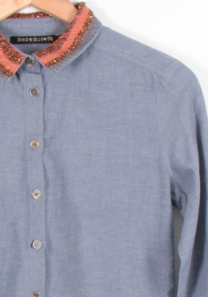 Chemise Bleu et Orange - Taille XS/34 de la marque Bérénice | PARAD82722 - Vendu par Paradigme - Image 3