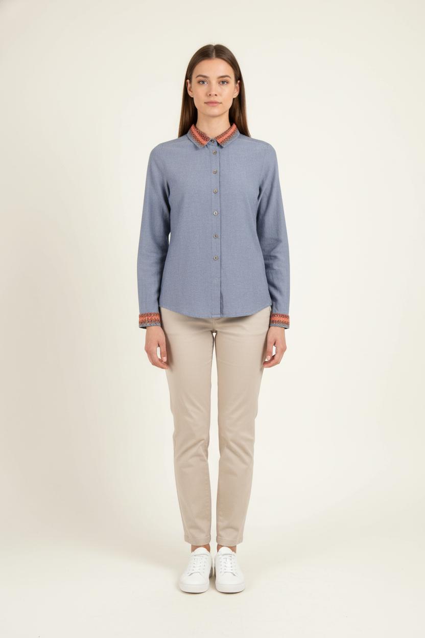 Chemise Bleu et Orange - Taille XS/34 de la marque Bérénice | PARAD82722 - Vendu par Paradigme - Image 1