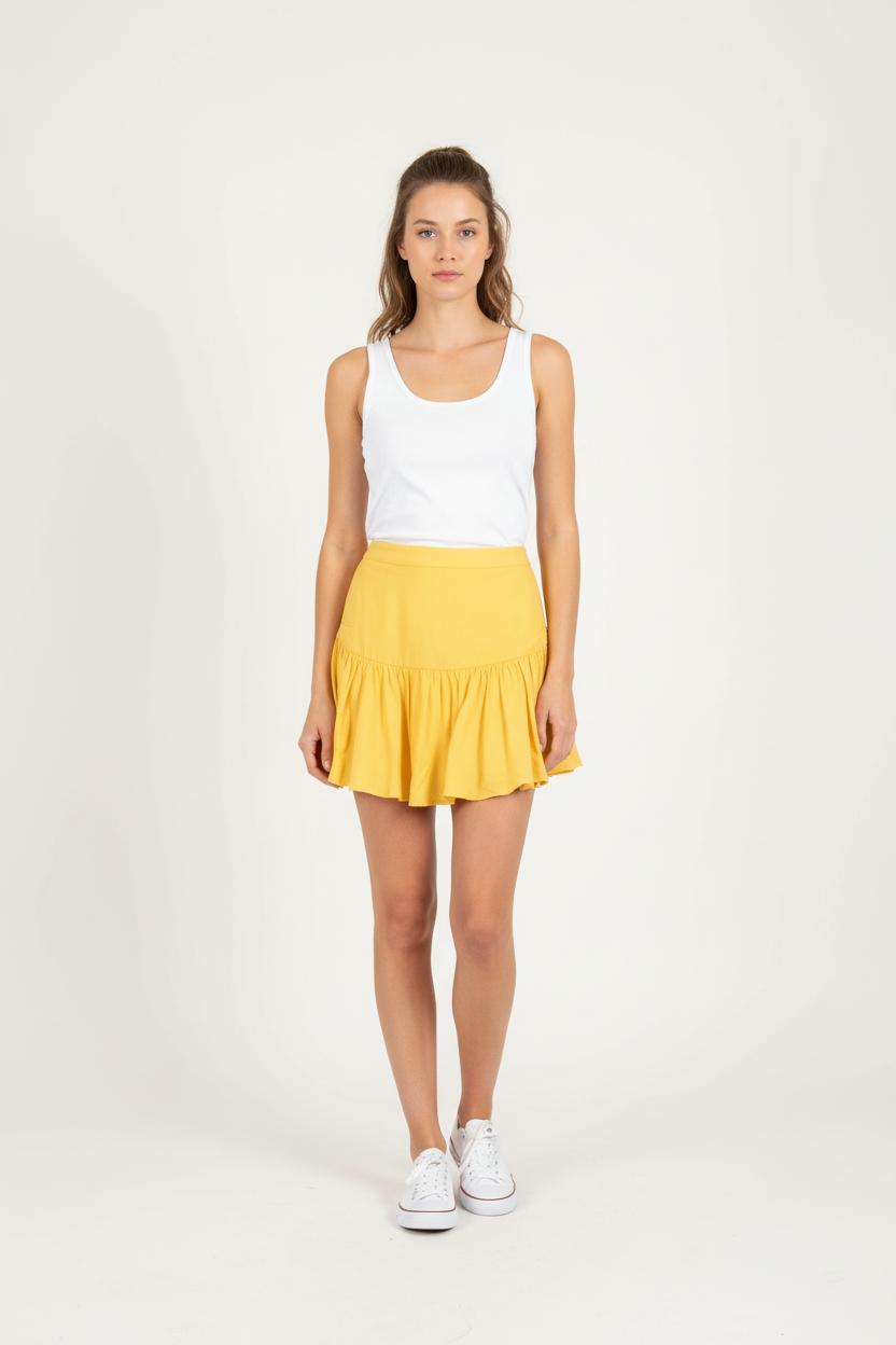 Jupe Volantée Jaune - Taille XS/34 de la marque Claudie Pierlot | PARAD82730 - Vendu par Paradigme - Image 1