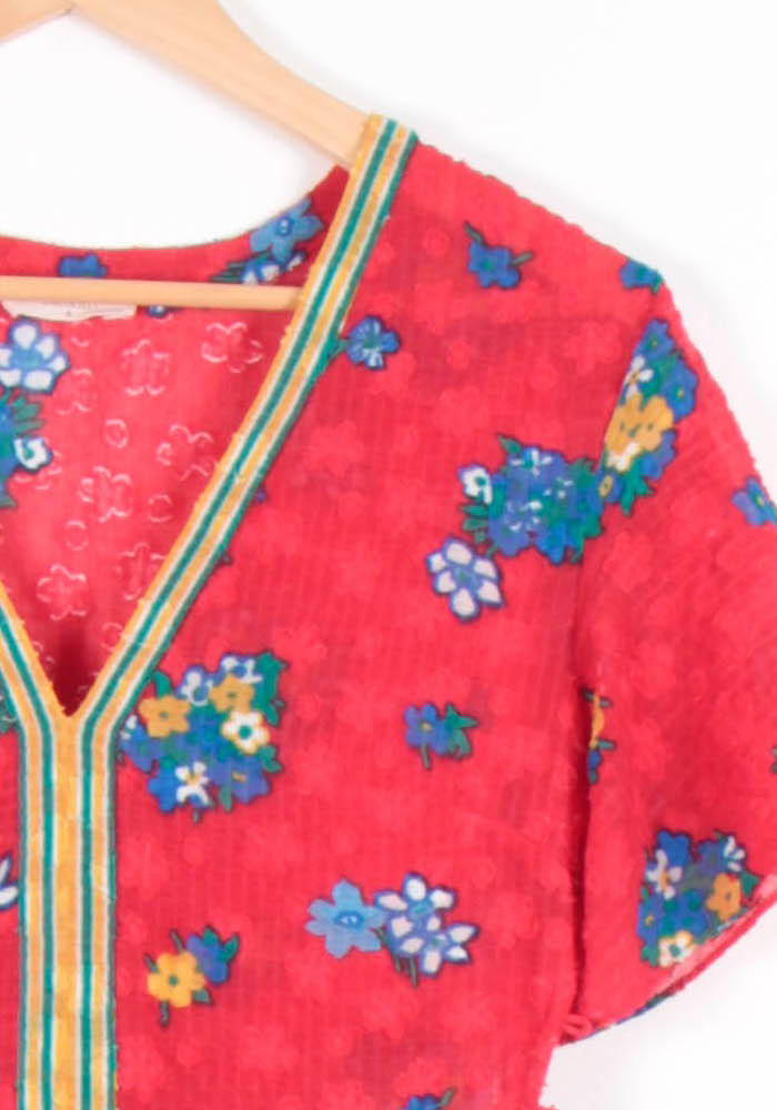 Robe Fleurie Rouge et Bleu - Taille XS/34 de la marque ba&sh | PARAD82769 - Vendu par Paradigme - Image 3