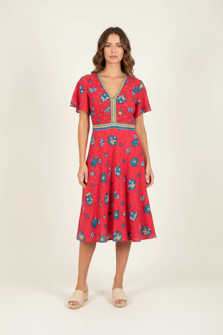 Robe Fleurie Rouge et Bleu - Taille XS/34 de la marque ba&sh | PARAD82769 - Vendu par Paradigme - Image 1