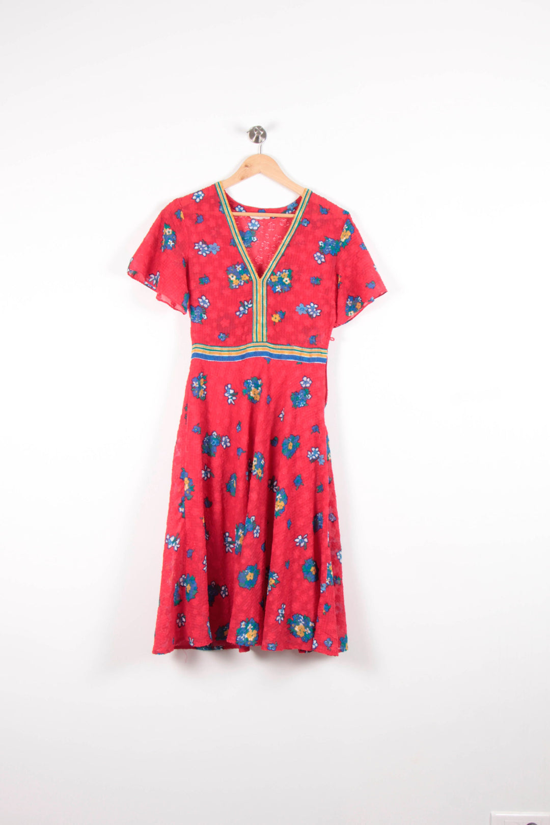 Robe Fleurie Rouge et Bleu - Taille XS/34 de la marque ba&sh | PARAD82769 - Vendu par Paradigme - Image 2