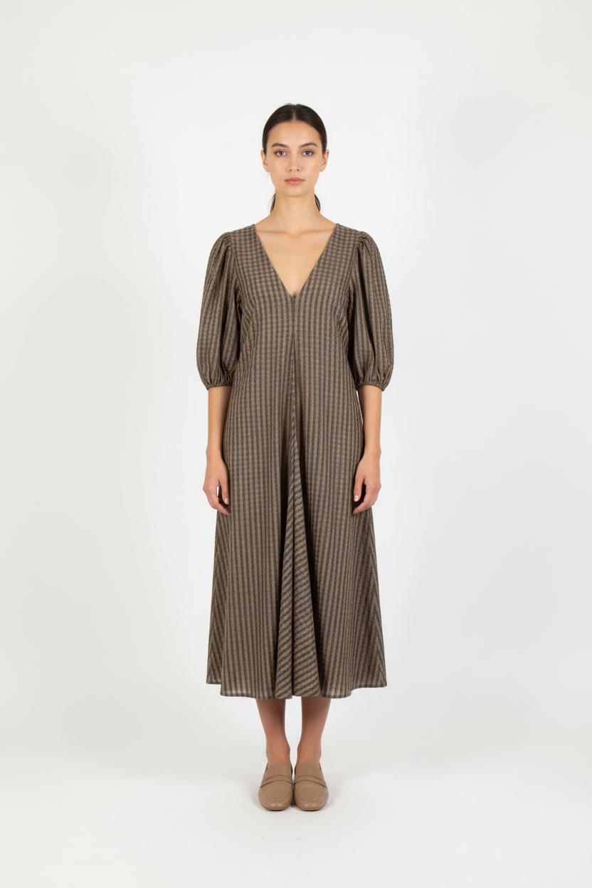 Robe Longue Verte et Marron - Taille XS/34 de la marque Ganni | PARAD82771 - Vendu par Paradigme - Image 1