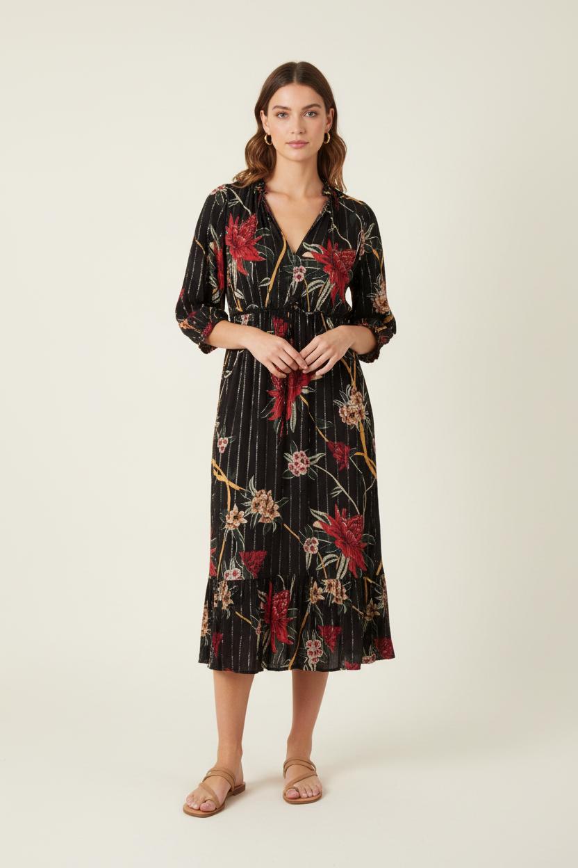 Robe Midi Noire et Rouge - Taille XS/34 de la marque ba&sh | PARAD82780 - Vendu par Paradigme - Image 1