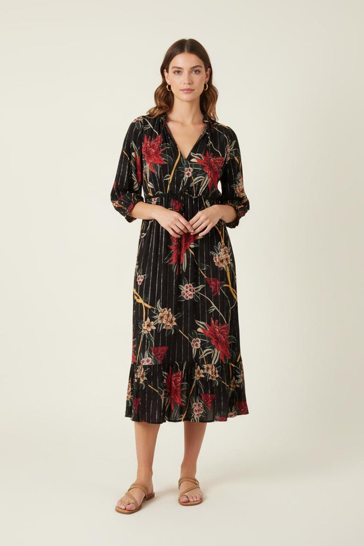 Robe Midi Noire et Rouge - Taille XS/34 de la marque ba&sh | PARAD82780 - Vendu par Paradigme - Image 1