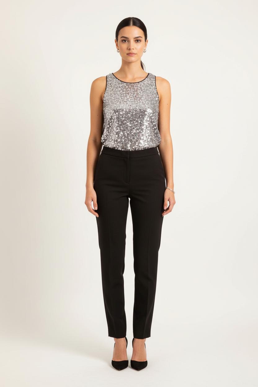 Débardeur Argenté et Noir - Taille S/36 de la marque Sandro | PARAD82806 - Vendu par Paradigme - Image 1