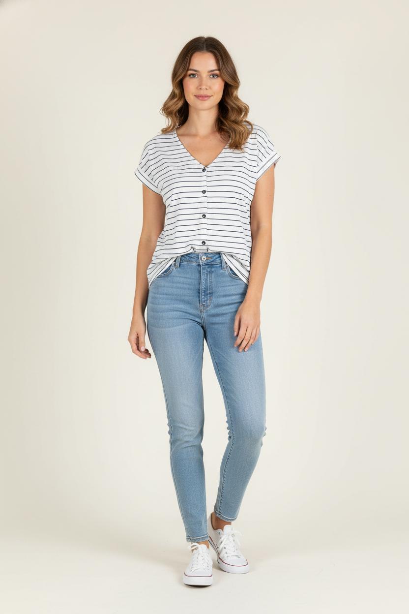 Blouse Blanche et Noire - Taille M/38 de la marque Des petits hauts | PARAD82852 - Vendu par Paradigme - Image 1