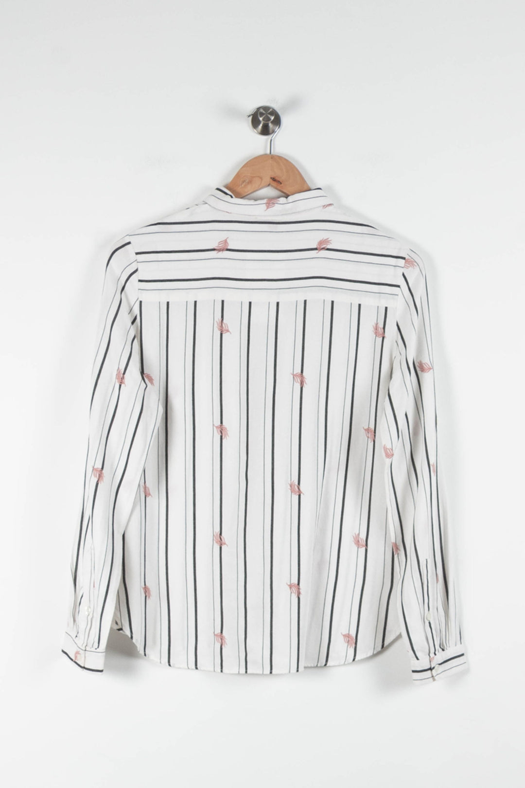 Chemise Blanche à Rayures Noires et Motifs Roses - Taille L/40 de la marque IKKS | PARAD82879 - Vendu par Paradigme - Image 4