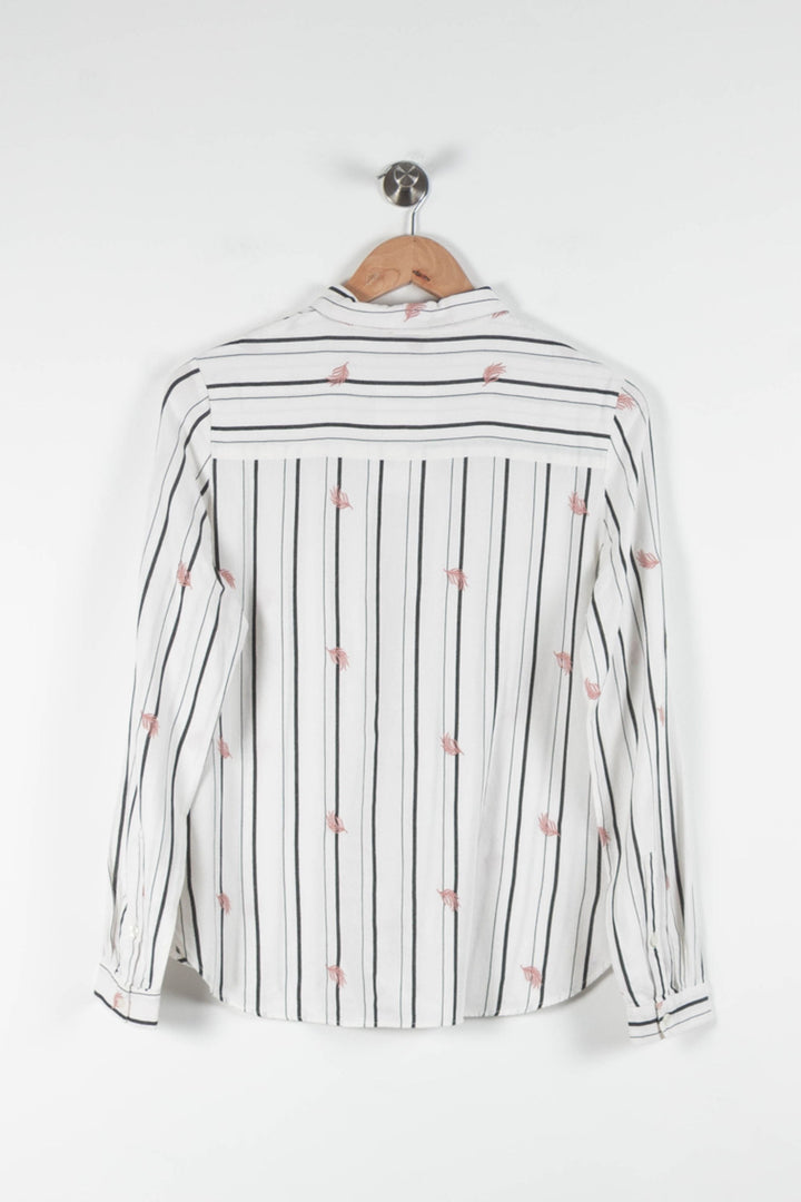 Chemise Blanche à Rayures Noires et Motifs Roses - Taille L/40 de la marque IKKS | PARAD82879 - Vendu par Paradigme - Image 4