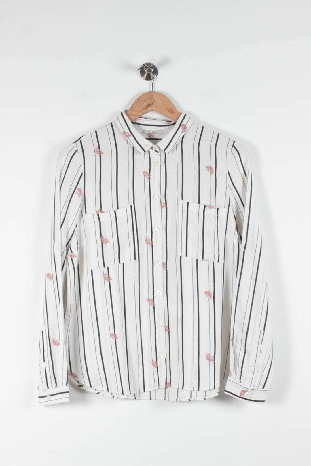 Chemise Blanche à Rayures Noires et Motifs Roses - Taille L/40 de la marque IKKS | PARAD82879 - Vendu par Paradigme - Image 2