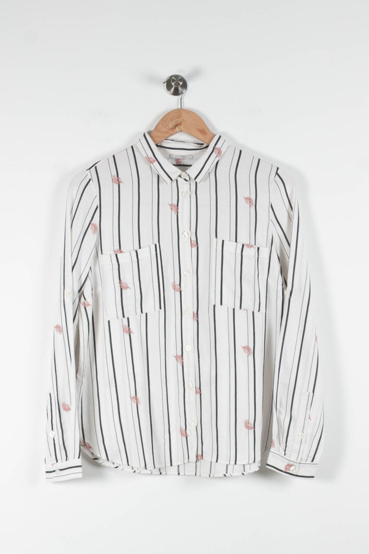 Chemise Blanche à Rayures Noires et Motifs Roses - Taille L/40 de la marque IKKS | PARAD82879 - Vendu par Paradigme - Image 2