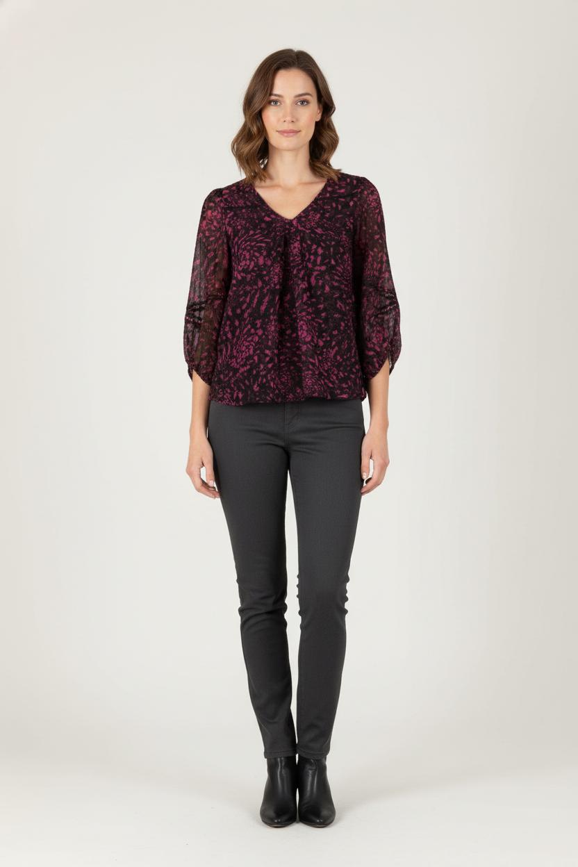 Blouse Violette et Noire - Taille XS/34 de la marque IKKS | PARAD82886 - Vendu par Paradigme - Image 1