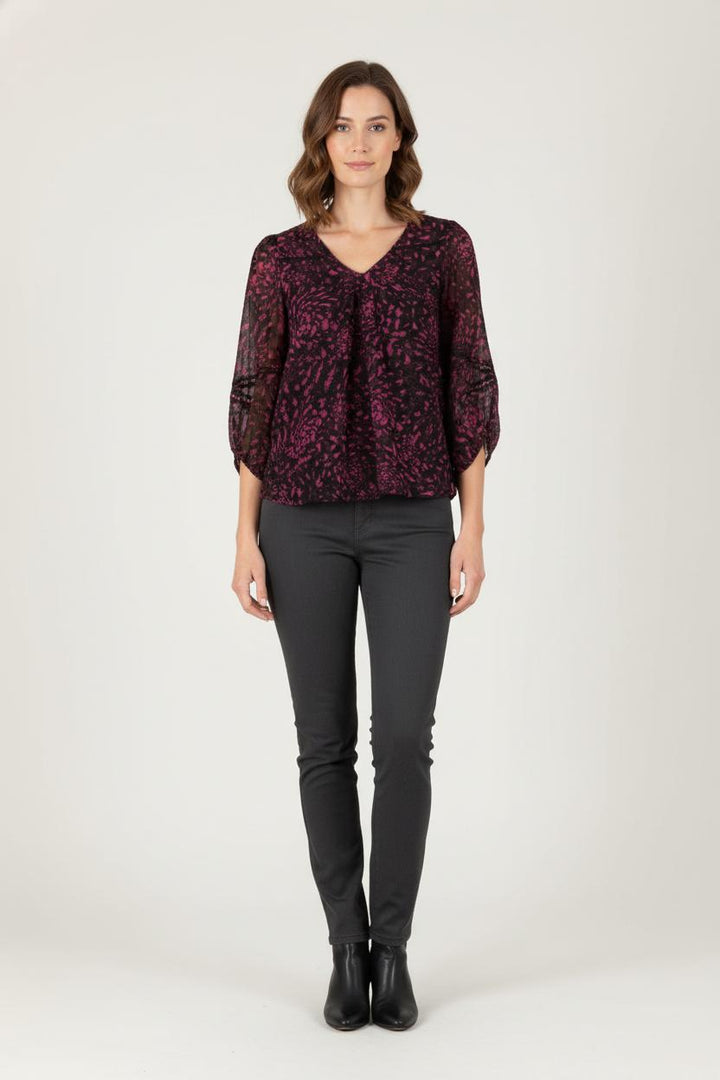 Blouse Violette et Noire - Taille XS/34 de la marque IKKS | PARAD82886 - Vendu par Paradigme - Image 1