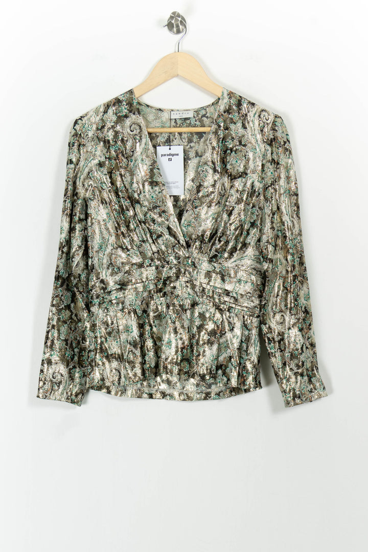 Blouse Or et Vert - Taille L/40 de la marque Sandro | PARAD82904 - Vendu par Paradigme - Image 2