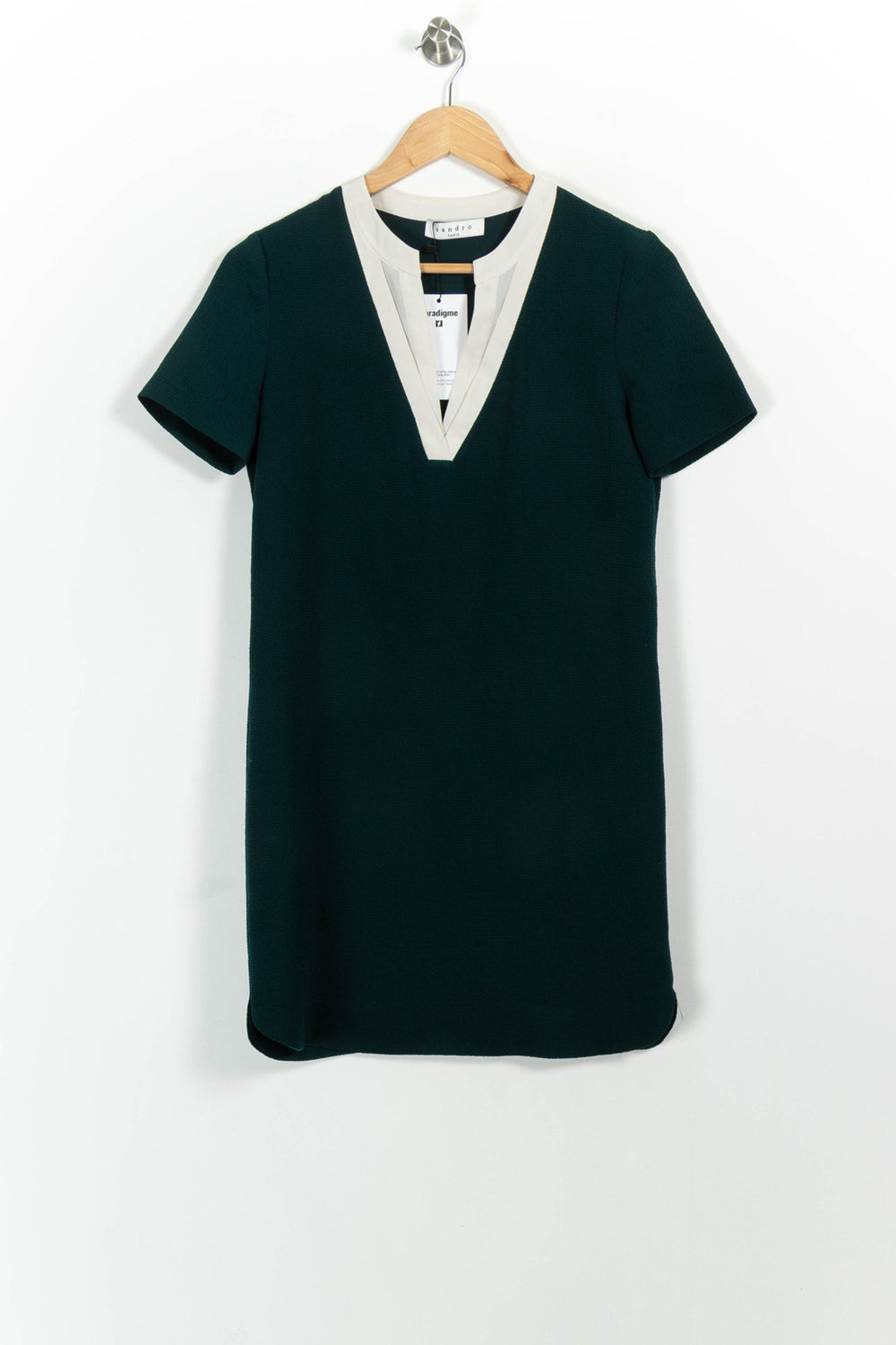 Robe Courte Verte et Blanche - Taille M/38 de la marque Sandro | PARAD82907 - Vendu par Paradigme - Image 2