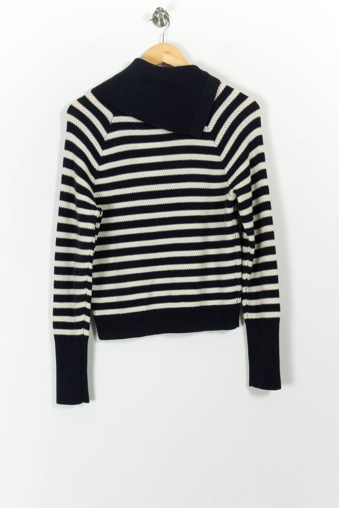 Pull Rayé Blanc et Bleu Marine - Taille M/38 de la marque Comptoir des Cotonniers | PARAD82916 - Vendu par Paradigme - Image 4