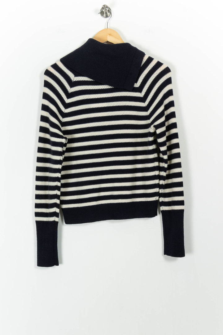 Pull Rayé Blanc et Bleu Marine - Taille M/38 de la marque Comptoir des Cotonniers | PARAD82916 - Vendu par Paradigme - Image 4
