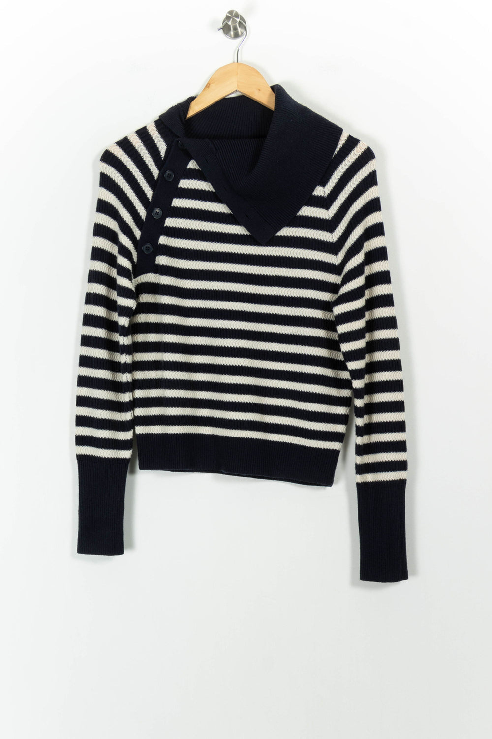 Pull Rayé Blanc et Bleu Marine - Taille M/38 de la marque Comptoir des Cotonniers | PARAD82916 - Vendu par Paradigme - Image 2