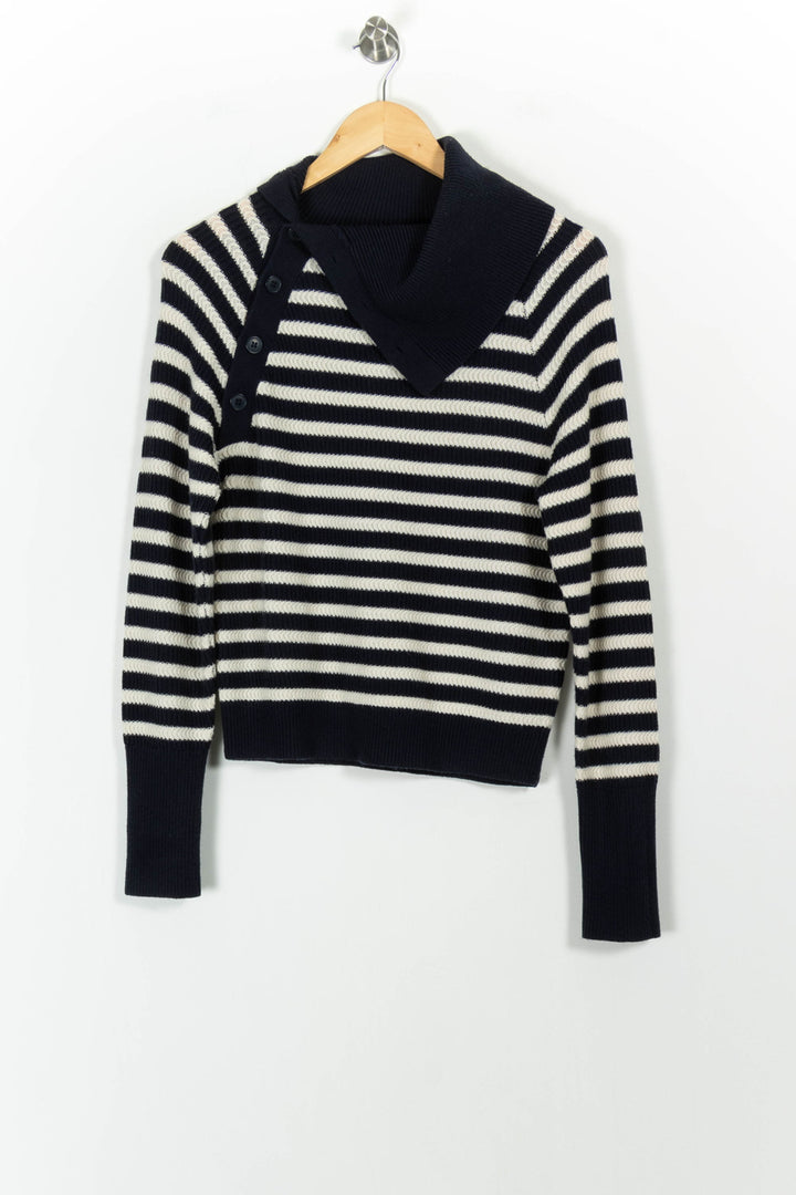 Pull Rayé Blanc et Bleu Marine - Taille M/38 de la marque Comptoir des Cotonniers | PARAD82916 - Vendu par Paradigme - Image 2