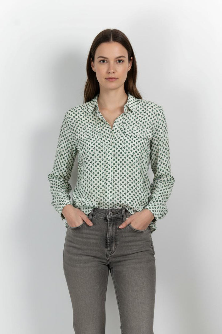 Chemise Blanche et Verte - Taille S/36 de la marque Gerard Darel | PARAD82933 - Vendu par Paradigme - Image 1