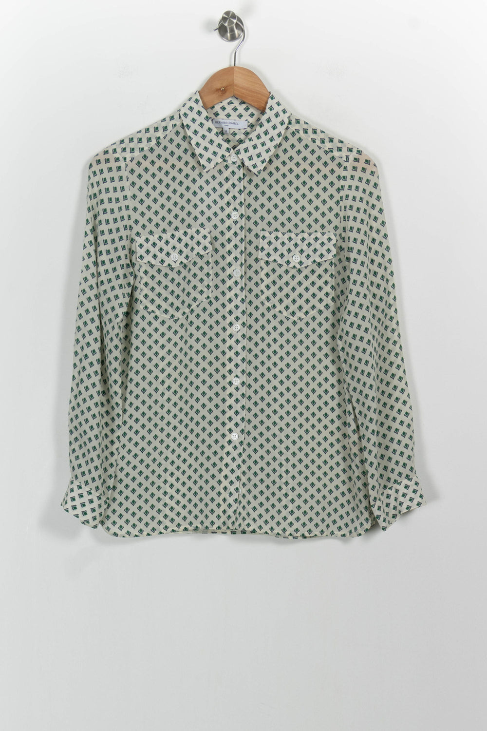 Chemise Blanche et Verte - Taille S/36 de la marque Gerard Darel | PARAD82933 - Vendu par Paradigme - Image 2