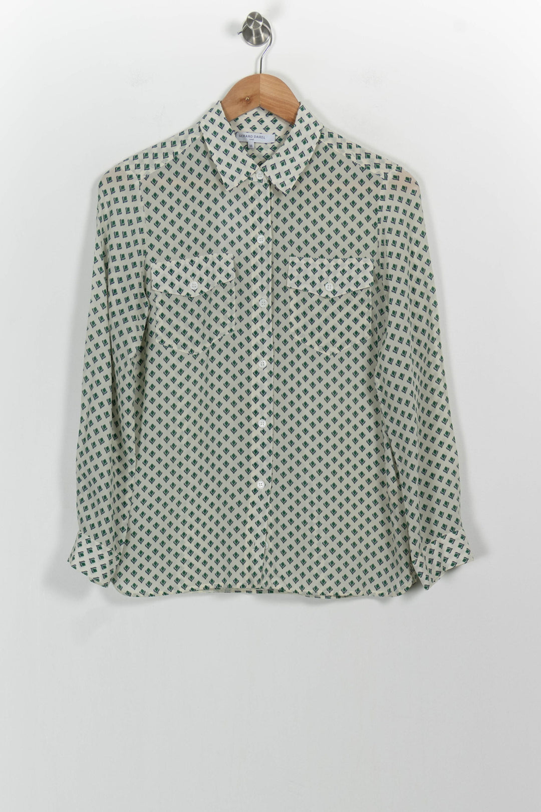 Chemise Blanche et Verte - Taille S/36 de la marque Gerard Darel | PARAD82933 - Vendu par Paradigme - Image 2