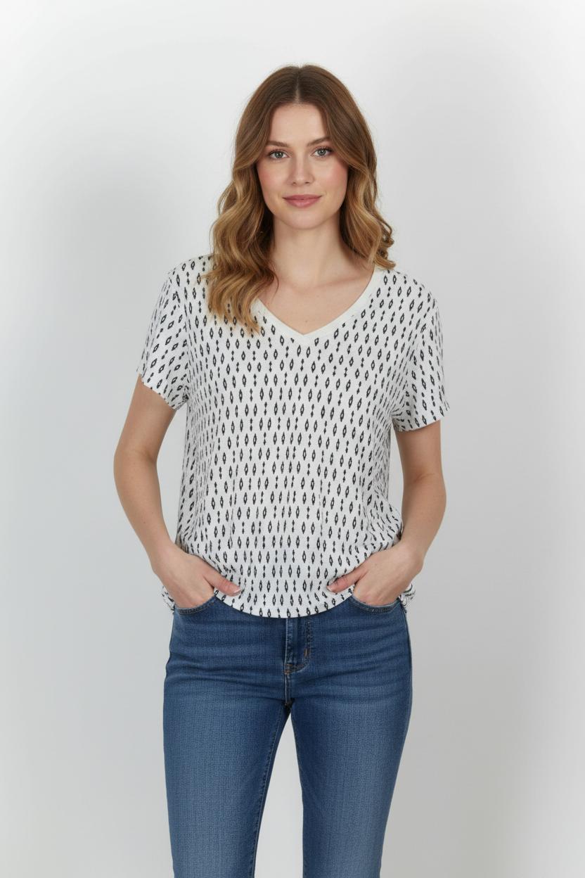 T-shirt Blanc et Noir - Taille S/36 de la marque Gerard Darel | PARAD82958 - Vendu par Paradigme - Image 1