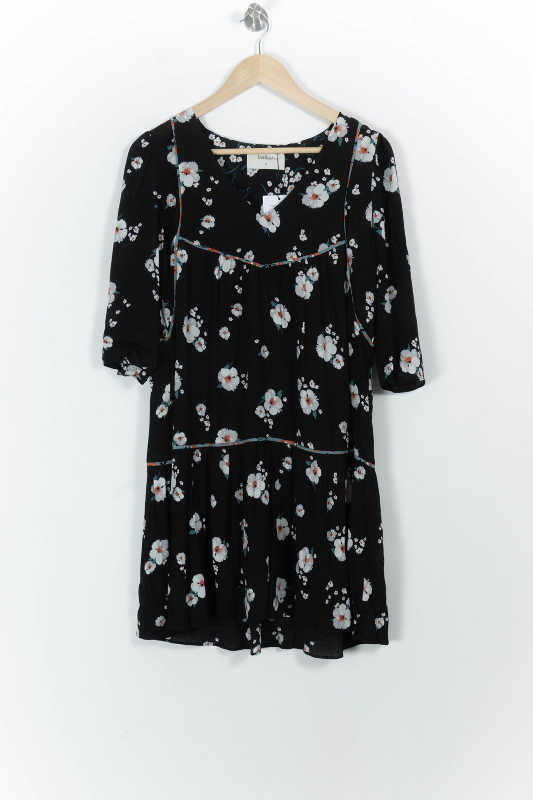 Robe Fleurie Noire et Blanche - Taille XS/34 de la marque ba&sh | PARAD82978 - Vendu par Paradigme - Image 2