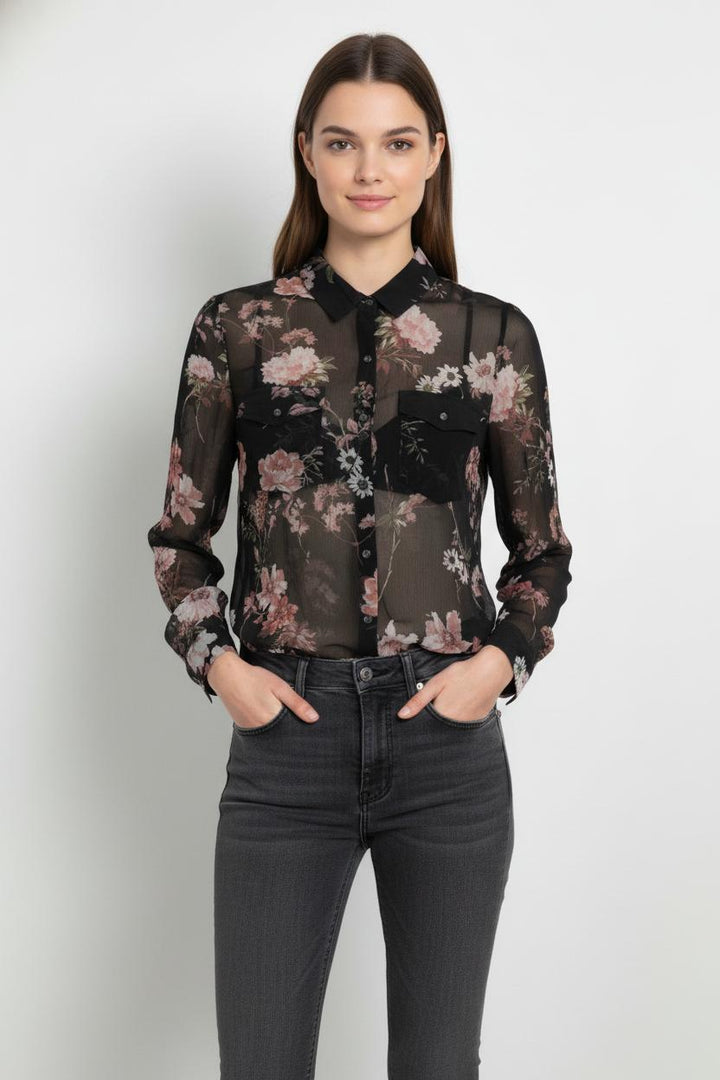 Chemise Noire et Rose - Taille S/36 de la marque The Kooples | PARAD82993 - Vendu par Paradigme - Image 1