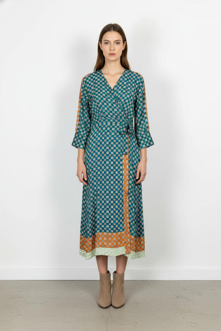 Robe Longue Verte et Orange - Taille S/36 de la marque Sandro | PARAD82996 - Vendu par Paradigme - Image 1