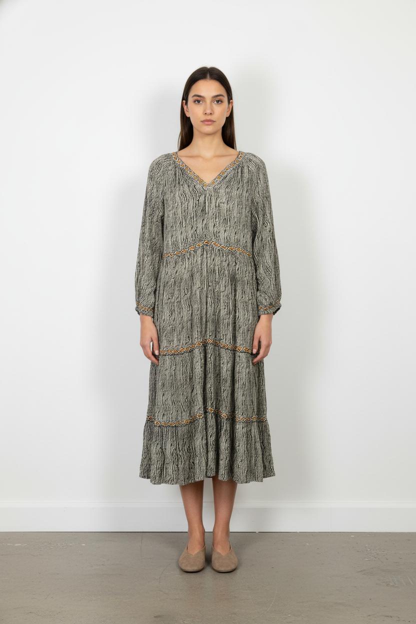Robe Longue Noire et Beige - Taille S/36 de la marque Stella Forest | PARAD83006 - Vendu par Paradigme - Image 1